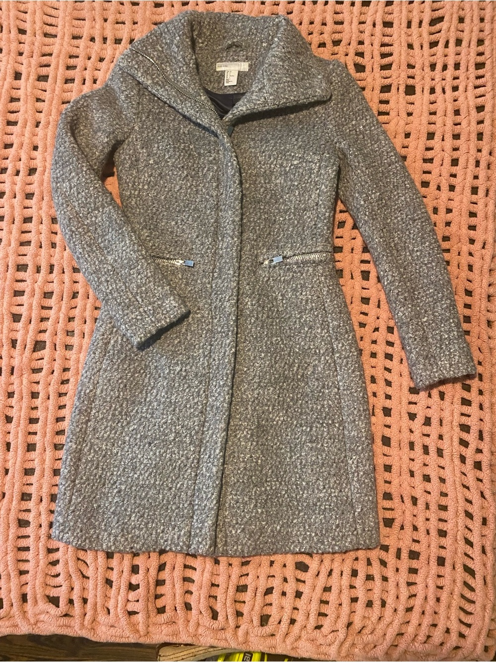 H&M Gray Bouclé Trench Coat